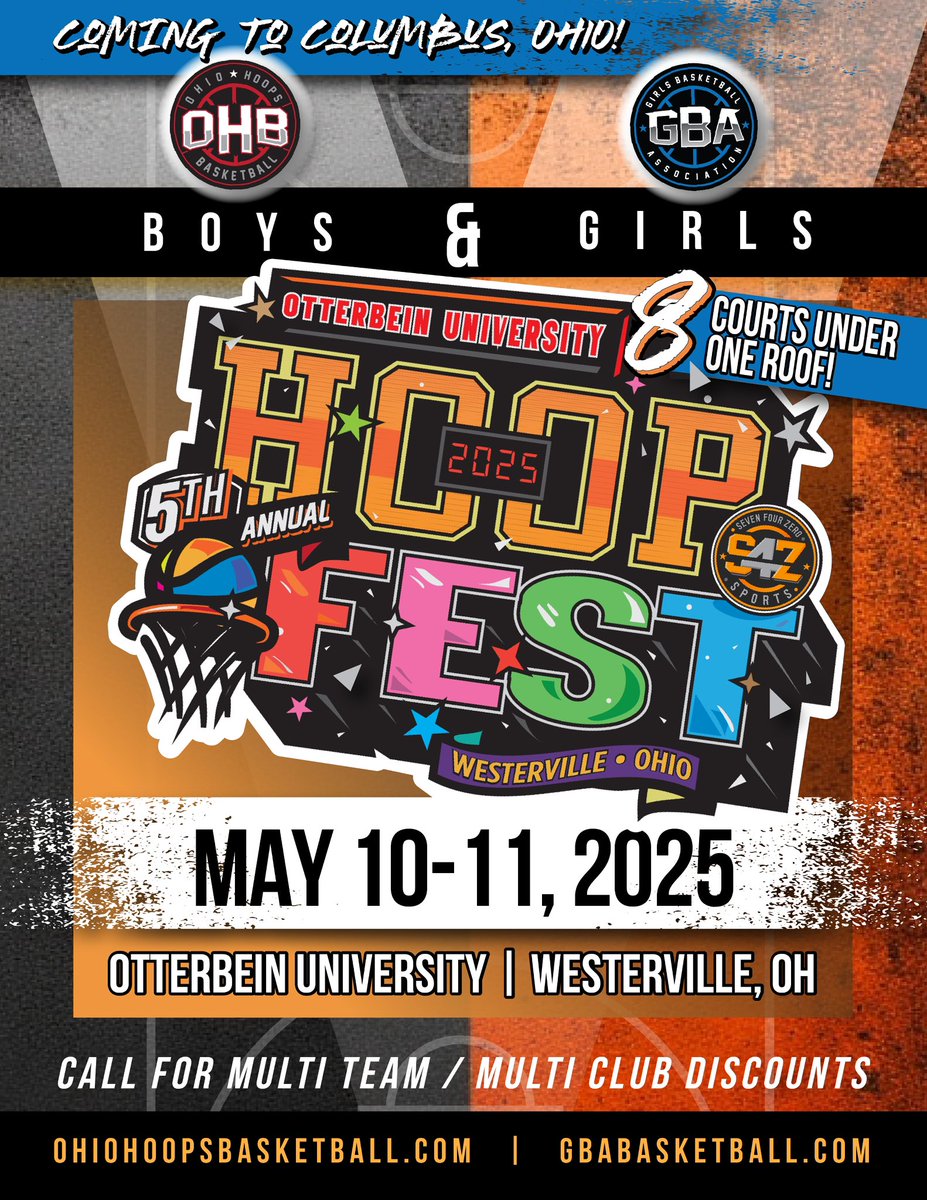 Girls Basketball Association / GBA (@gbabasketball) on Twitter photo 🔜 2 WEEKS AWAY COLUMBUS!!
🏀 2025 GBA HoopFest
🗓️ May 10-11, 2025
📍<a href="/Ott_Wbasketball/">Otterbein Women’s Basketball</a> / Otterbein Univ.
✏️gbabasketball.com
#GBA2025 #TeamGBA 🔜 2 WEEKS AWAY COLUMBUS!!
🏀 2025 GBA HoopFest
🗓️ May 10-11, 2025
📍<a href="/Ott_Wbasketball/">Otterbein Women’s Basketball</a> / Otterbein Univ.
✏️gbabasketball.com
#GBA2025 #TeamGBA