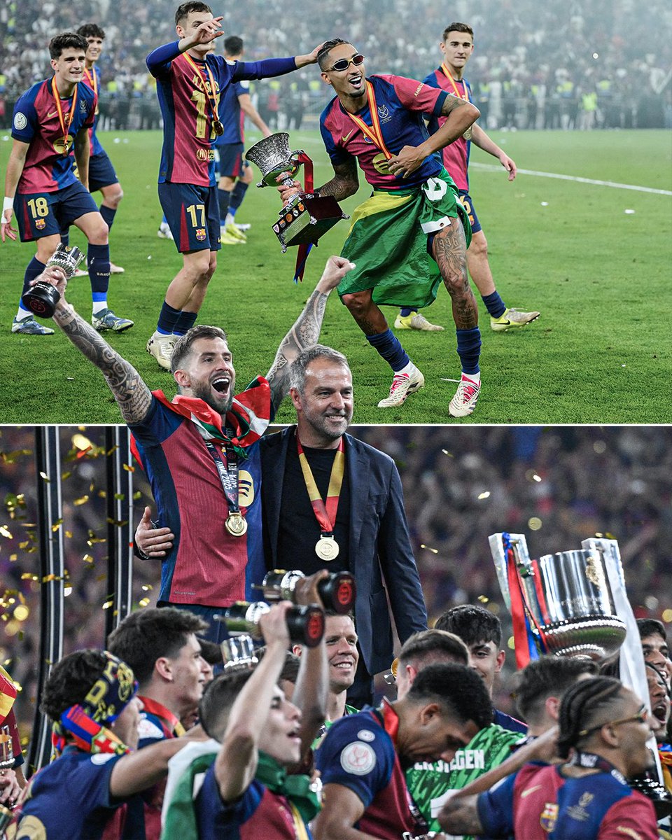 ESPNFC's tweet photo. 🏆 Copa del Rey
🏆 Spanish Super Cup
⏳ 1st in LALIGA
⏳ UCL Semifinals

BARCELONA ARE ON PACE FOR A QUADRUPLE 😳 https://t.co/T4q29Qx3zQ