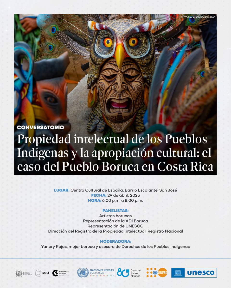 En conmemoración del Día de la Persona Indígena Costarricense, realizaremos el conversatorio sobre propiedad intelectual colectiva indígena, con énfasis en el caso del Territorio Indígena Boruca.Transmisión por Facebook Live de @CCE_CostaRica