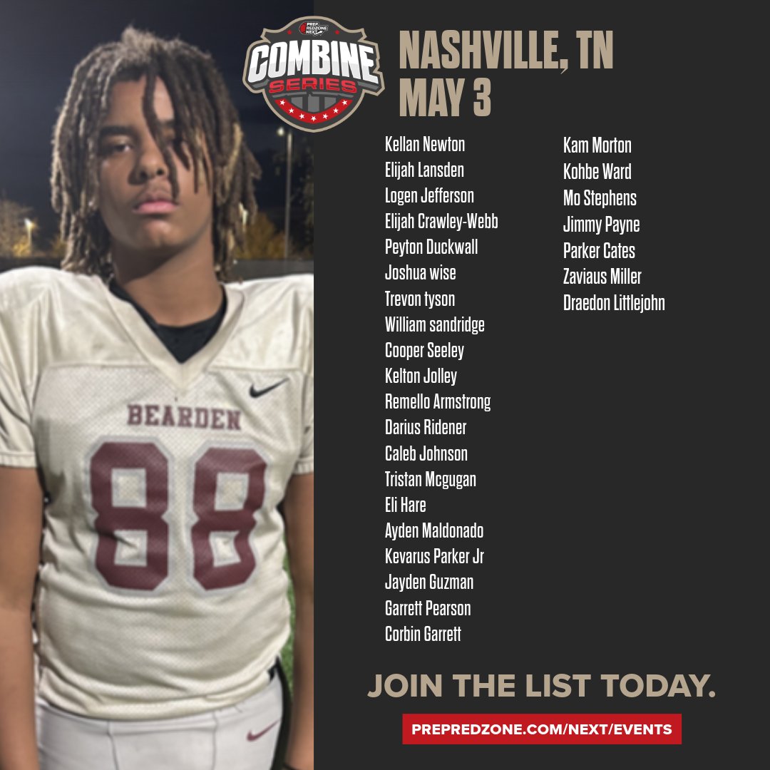 JOIN THE LIST. 

Take a look at some of the prospects already locked in for the Middle School Camp in Tennessee on May 3rd. 

Want in? Registration is OPEN and there is still time to lock in your spot. 

prepredzone.com/next/events