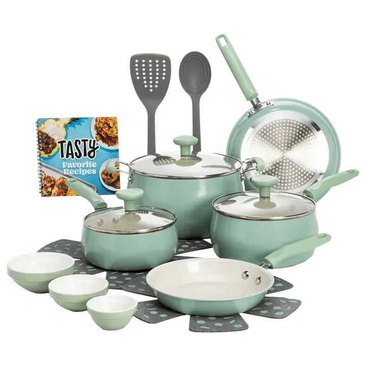 GoodsHomestead's tweet image. Elevate your cooking game with our stunning 16-Piece Clean Ceramic Non-Stick Aluminum Cookware Set in elegant Sage Green! 🌿homesteadhavengoods.com/products/clean…

🏷
#CeramicCookware #NonStickCookware #SageGreenStyle #HealthyCooking #KitchenInspo #HomeChefTools #CookInStyle #ModernCookware