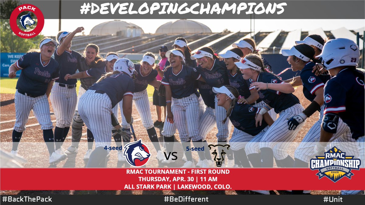 CSU-Pueblo Softball (@csupsoftball) on Twitter photo π₯ The field is set!
<a href="/CSUPsoftball/">CSU-Pueblo Softball</a> earns the 4-seed and will take on 5-seed UCCS in the first round of the <a href="/RMAC_SPORTS/">RMAC Sports</a> Tournament on Wednesday at 11 a.m. at All Star Park
It is the highest seed for the Pack since 2015
βοΈ: bit.ly/4lLo5sm
#DevelopingChampions π₯ The field is set!
<a href="/CSUPsoftball/">CSU-Pueblo Softball</a> earns the 4-seed and will take on 5-seed UCCS in the first round of the <a href="/RMAC_SPORTS/">RMAC Sports</a> Tournament on Wednesday at 11 a.m. at All Star Park
It is the highest seed for the Pack since 2015
βοΈ: bit.ly/4lLo5sm
#DevelopingChampions