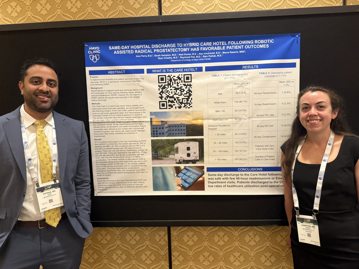 Mayo Clinic FL Urology Residency (@mayofl_urolres) on Twitter photo Awesome work by <a href="/_sarahhampton/">Sarah Hampton</a> highlighting the safety of same day discharge following prostatectomy!
<a href="/RamPathakMD/">Ram Pathak, M.D.</a> Awesome work by <a href="/_sarahhampton/">Sarah Hampton</a> highlighting the safety of same day discharge following prostatectomy!
<a href="/RamPathakMD/">Ram Pathak, M.D.</a>