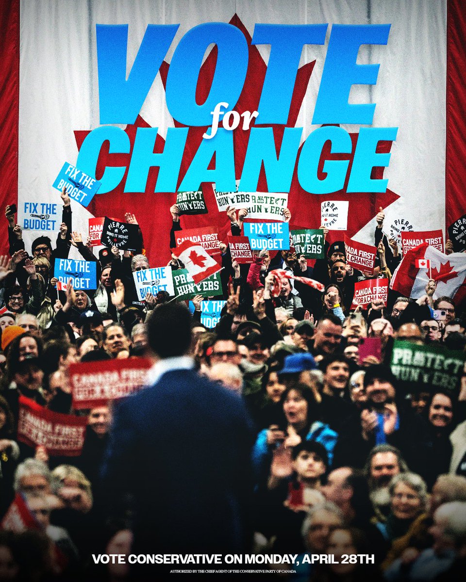 Ready for change? Make a plan, bring a friend, and vote Conservative on Monday, April 28.

Find your voting location at elections.ca