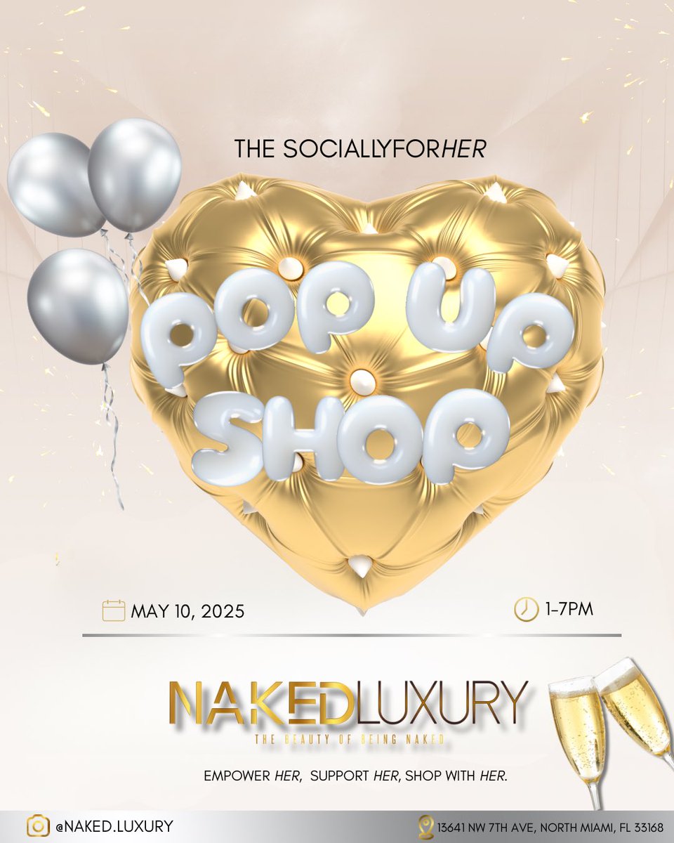 Attention South Florida 🚨 

✨ Exciting news! Come meet Naked Luxury at the Socially For Her Pop-Up Shop on May 10th! 🎉 We're thrilled to be one of the amazing vendors showcasing our products. 
RSVP NOW 

eventbrite.com/e/socially-for…