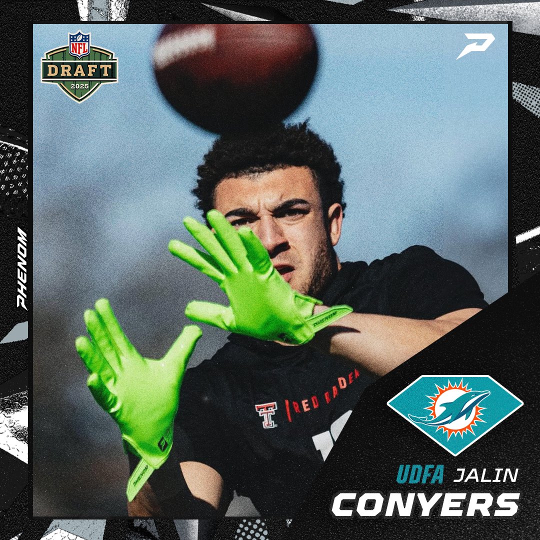 Congrats to Jaylin Conyers on signing with the Miami Dolphins as a UDFA! 

Proud to have been a small part of the journey — he trusted us with his gear during offseason training. 

Big things ahead! #PhenomFamily #NFLDraft #Dolphins #FootballGloves