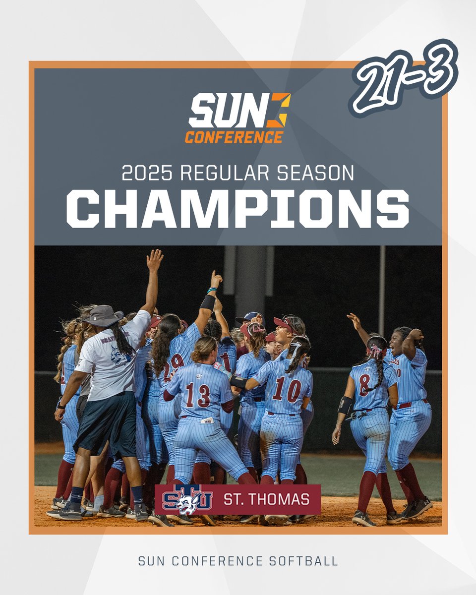 SunConference's tweet photo. The Bobcats are back on top for the first time since 2011! 🏆
@STU_Softball's 21-3 finish locks up the 2025 #SUNSB Regular Season Title and the No. 1 seed in next week's tournament! https://t.co/1wu0XjxlWG