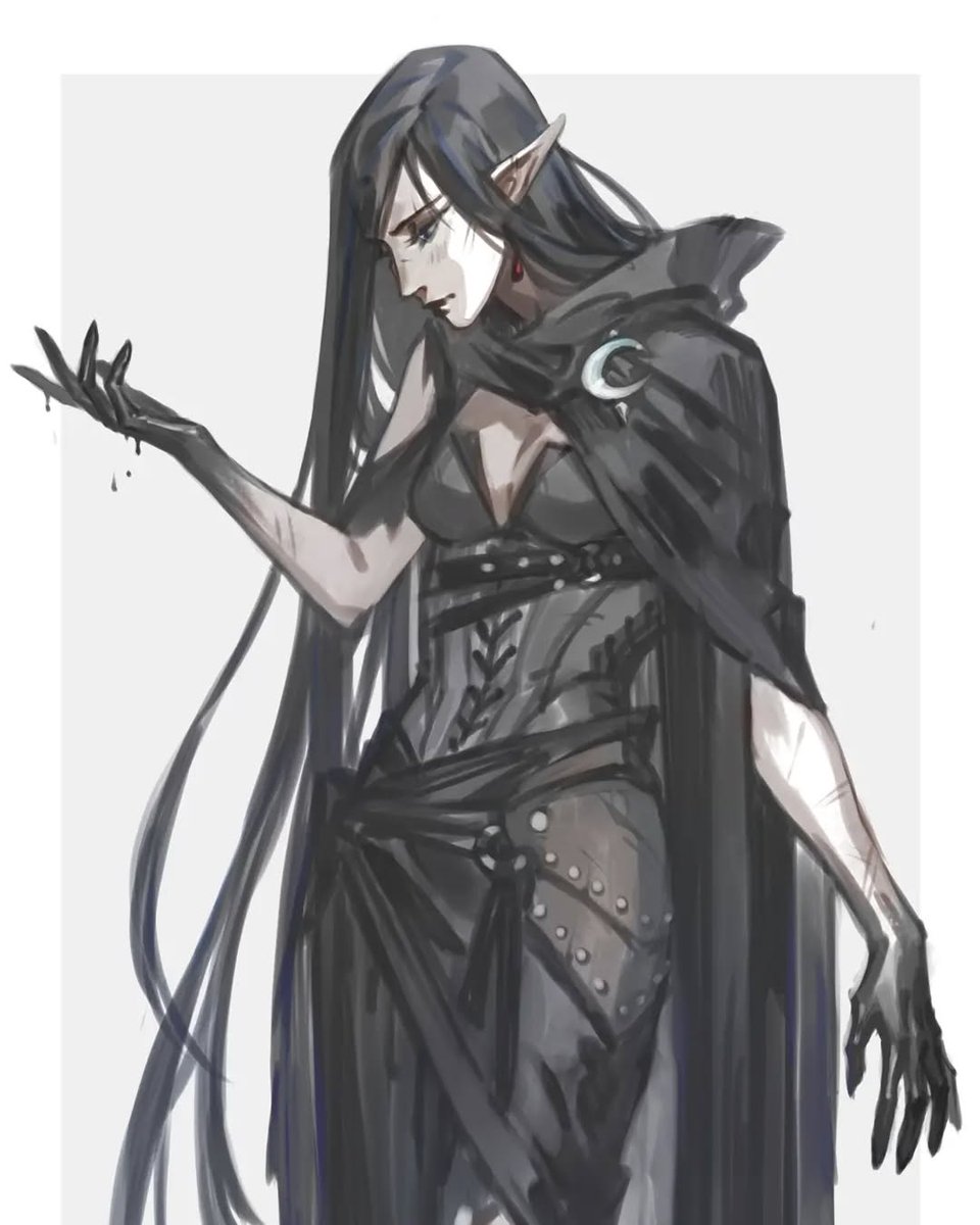 LTaylor74010's tweet photo. A dark elf sorceress with long black hair and dripping magic from her hand.
#DarkElf #Sorceress #FantasyArt #Magic #DarkFantasy #Elf #Mystic #BlackCloak #Gothic #CharacterDesign https://t.co/8vu5Jbqp2F
