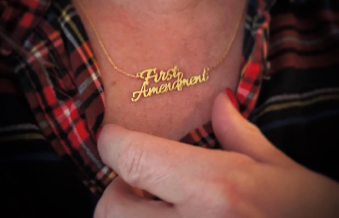 My necklace for tonight’s <a href="/whca/">WHCA</a> dinner arrived just in time! This dinner is all about celebrating the First Amendment and our role as journalists who cover the highest office in the land to ask questions and shine light on behalf of the American people.