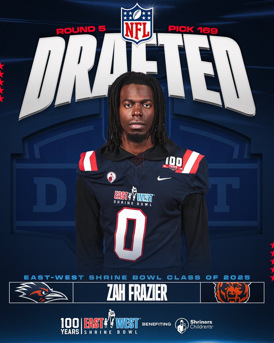 East-West Shrine Bowl (@shrinebowl) on Twitter photo #ShrineBowl β‘οΈ <a href="/NFL/">NFL</a>
Congratulations to Zah Frazier (<a href="/ZFrazier19/">zah</a>) from <a href="/UTSAFTBL/">UTSA Football π</a> on being drafted by the <a href="/ChicagoBears/">Chicago Bears</a> in the 2025 #NFLDraft!
#ShrineBowlPRO | #DaBears #ShrineBowl β‘οΈ <a href="/NFL/">NFL</a>
Congratulations to Zah Frazier (<a href="/ZFrazier19/">zah</a>) from <a href="/UTSAFTBL/">UTSA Football π</a> on being drafted by the <a href="/ChicagoBears/">Chicago Bears</a> in the 2025 #NFLDraft!
#ShrineBowlPRO | #DaBears