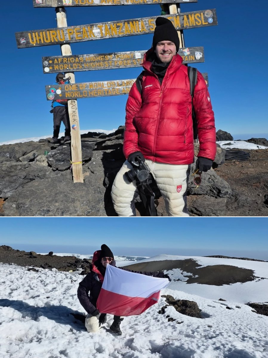 thepolandnews_'s tweet photo. Patec zdobył Kilimandżaro – najwyższy szczyt Afryki, mierzący 5895 m n.p.m.

To już czwarty z siedmiu szczytów potrzebnych do realizacji projektu Korony Ziemi, w ramach którego youtuber zdobywa najwyższe góry na każdym kontynencie. https://t.co/TwKdD7It8n