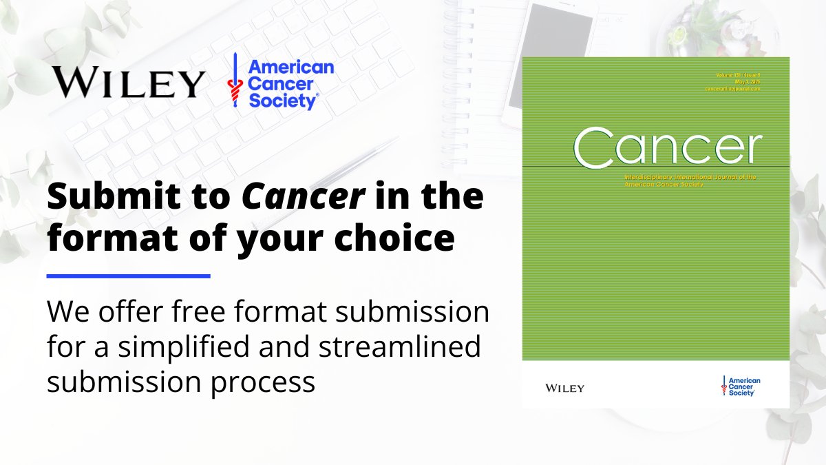ACS Journal Cancer (@journalcancer) on Twitter photo Publishing in CANCER has never been easier! Free Format submission now allows authors to submit their manuscript in the format of their choice.
Visit our Author Guidelines bit.ly/CNCRAuthorGuid…
Start your hassle-free submission wiley.atyponrex.com/journal/CNCR
<a href="/OncoAlert/">OncoAlert</a> <a href="/WileyOnc_Hem/">Wiley Oncology & Hematology</a> Publishing in CANCER has never been easier! Free Format submission now allows authors to submit their manuscript in the format of their choice.
Visit our Author Guidelines bit.ly/CNCRAuthorGuid…
Start your hassle-free submission wiley.atyponrex.com/journal/CNCR
<a href="/OncoAlert/">OncoAlert</a> <a href="/WileyOnc_Hem/">Wiley Oncology & Hematology</a>