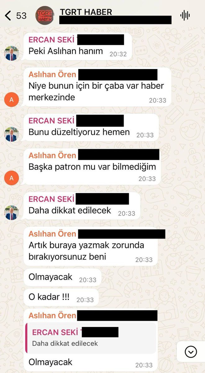 vaziyetcomtr's tweet photo. Çocuk işçi sayısının arttığına dair haberin içeriğiyle ilgili TGRT Haber’in WhatsApp grubundan sızdırılan tartışma…

İhlas Holding Yönetim Kurulu Başkanı Mücahid Ören’in eşi Aslıhan Yeltekin Ören’den gazetecilere azar… via @metincih https://t.co/aMuTeNsi2w