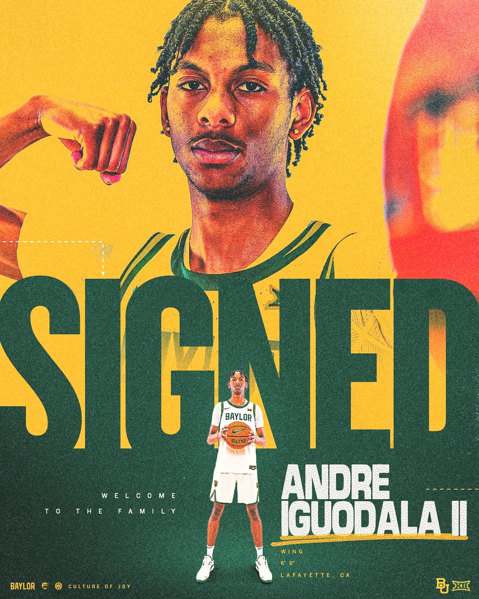 Welcome to the family, <a href="/andreiggyy/">Andre Iguodala II</a>!

📰 baylorbea.rs/4iDVCSK

#SicEm | #CultureofJOY