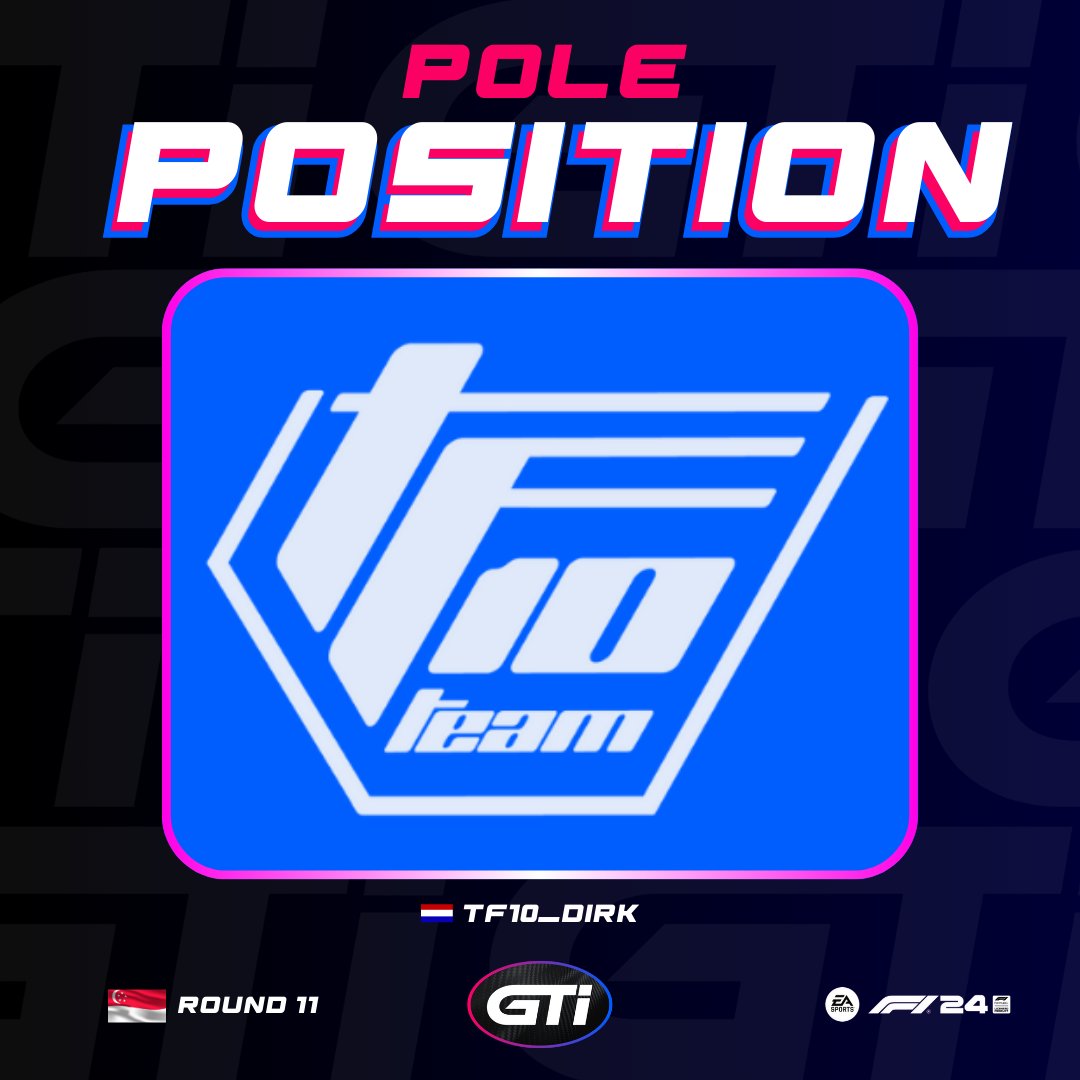 ⏱️ROUND 11 - POLE POSITION 🇸🇬⏱️

@TF10_DIRK got the pole for <a href="/TeamTF10/">Team TF10 Esports</a> in 1:25.154 ! 🔥

The race is NOW on Twitch  twitch.tv/grantrack10