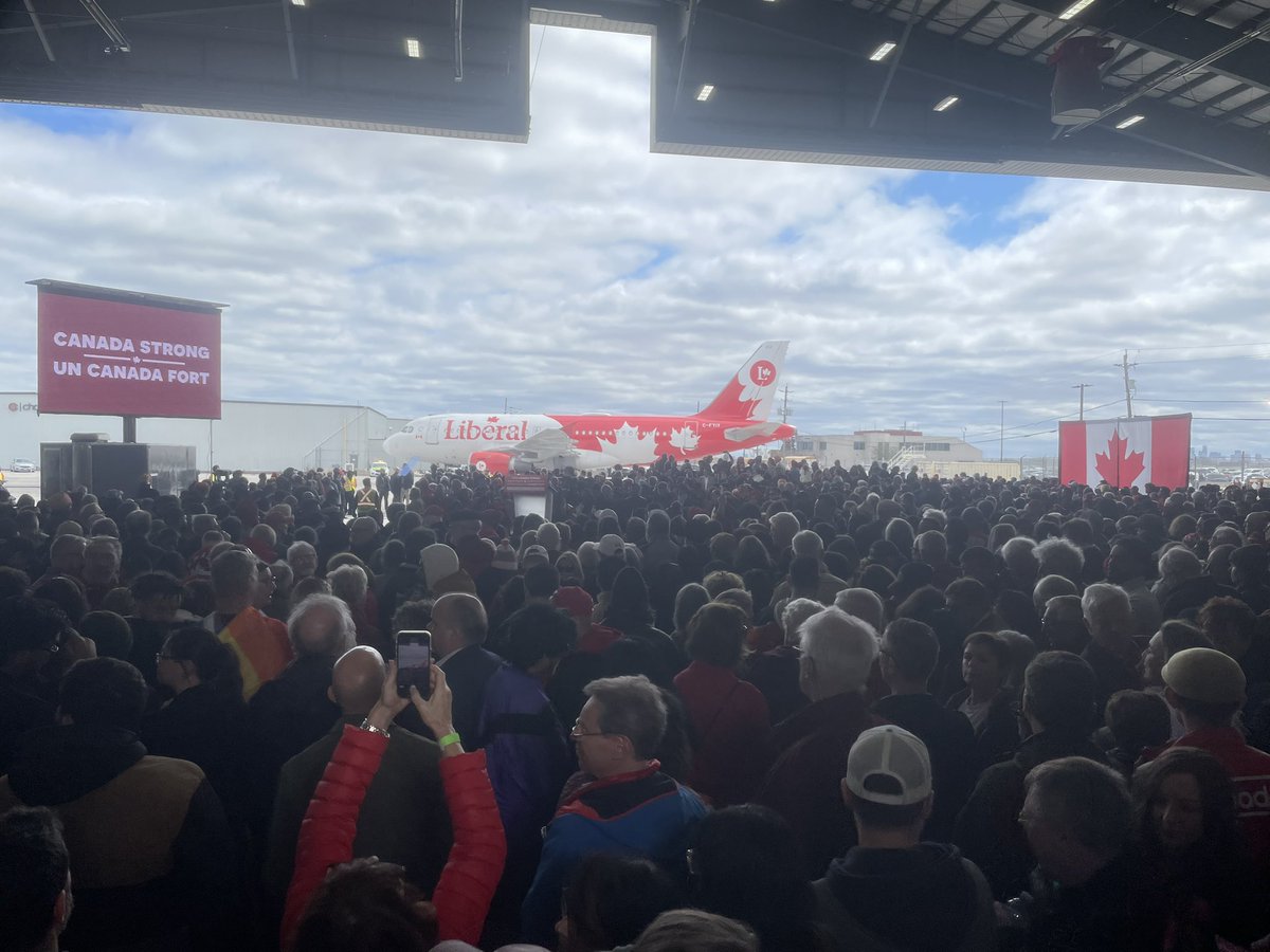 truckdriverpleb's tweet photo. Mark Carney goes full Trump at his rally in Toronto https://t.co/4TUJps9MPm