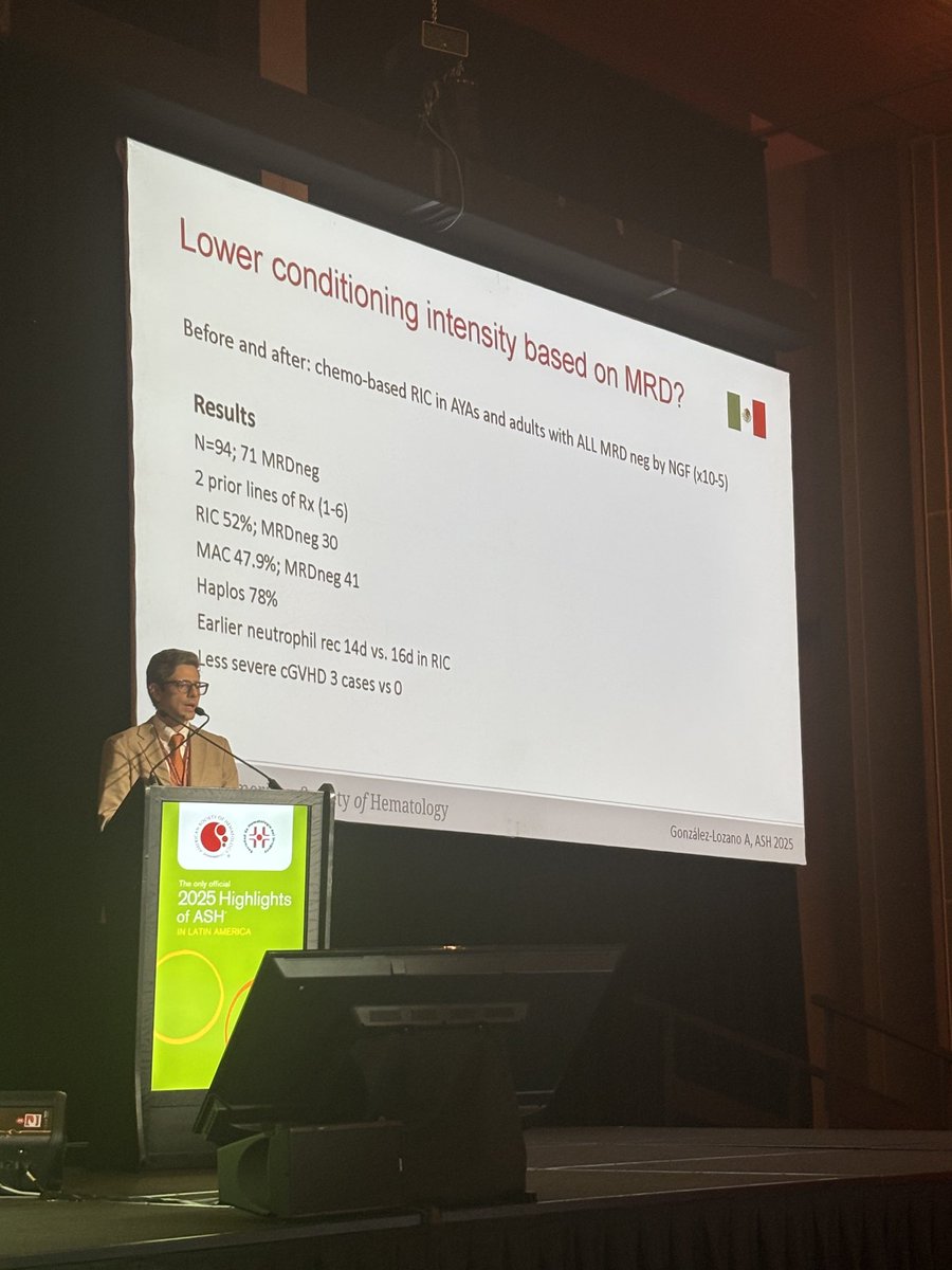 My son Andrés in Highlights of ASH. Today in Uruguay. RIC conditioning in ALL with MRD negative is a valid option. @BMT. @LABMT
