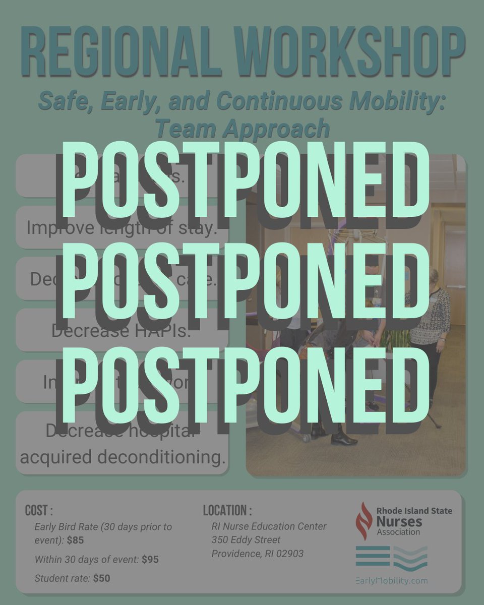 We unfortunately needed to postpone our Regional Workshop in Rhode Island to fall of this year. Keep an eye on EarlyMobility.com and this page for more updates on the new date!