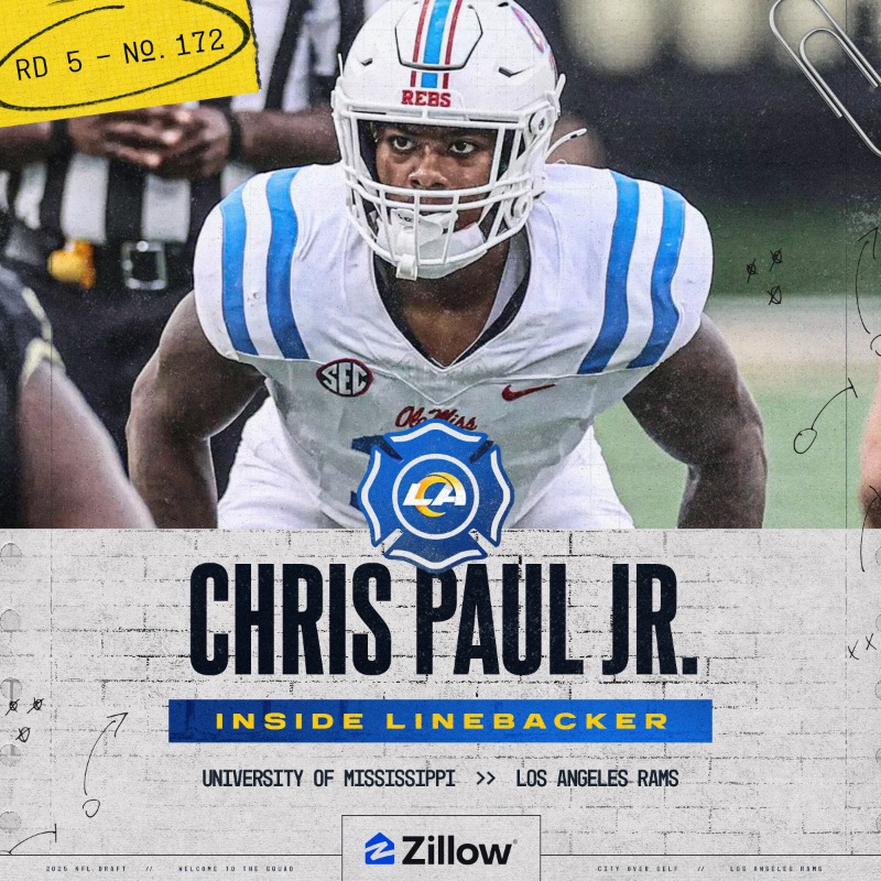 RamsNFL's tweet photo. With the 172nd pick in the NFL Draft, the Los Angeles Rams select...