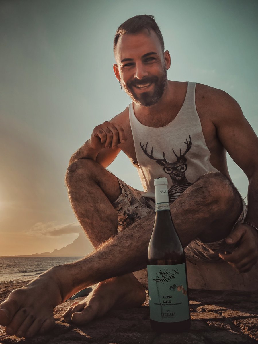 Italian white wine on a Italian hot white sand beach