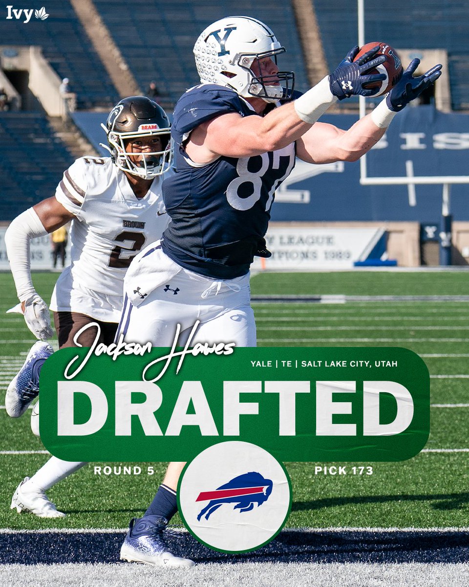 Ivy League (@ivyleague) on Twitter photo PLAY THE SHOUT SONG.
Former <a href="/yalefootball/">Yale Football</a> TE Jackson Hawes was selected by the <a href="/BuffaloBills/">Buffalo Bills</a> in the fifth round of the NFL Draft with the 173rd overall pick. ๐ฟ๐ PLAY THE SHOUT SONG.
Former <a href="/yalefootball/">Yale Football</a> TE Jackson Hawes was selected by the <a href="/BuffaloBills/">Buffalo Bills</a> in the fifth round of the NFL Draft with the 173rd overall pick. ๐ฟ๐