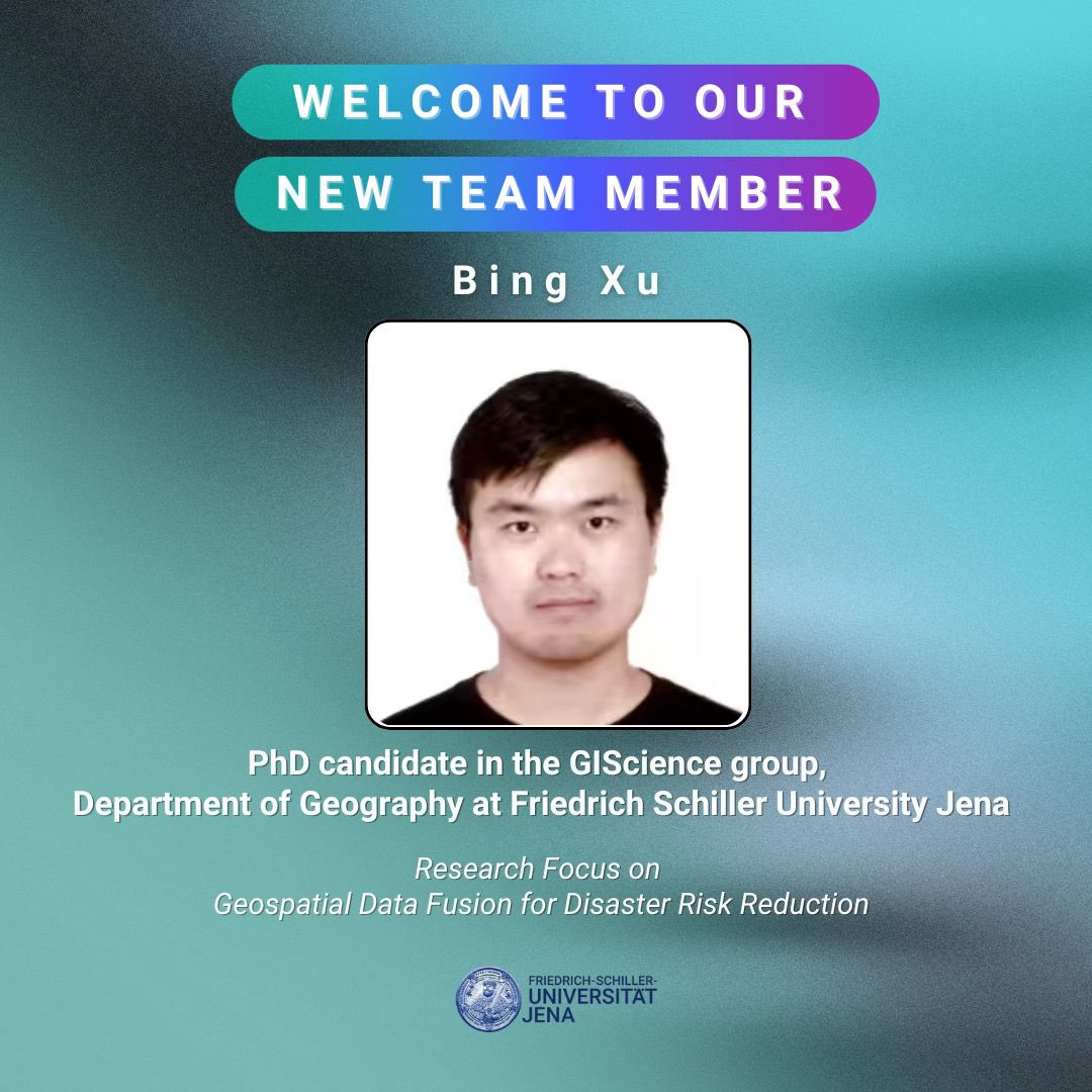 ELLIS Unit Jena (@ellis_unit_jena) on Twitter photo Welcome the newest member of ELLIS Unit Jena, PhD candidate Bing Xu 🎓! 🎉
At the Department of Geography, under <a href="/geobrenning/">Alexander Brenning</a>, at <a href="/UniJena/">Universität Jena</a>,
His research focuses on geospatial data fusion, remote sensing 🛰️, social media analytics 📱, and landslide disaster risk reduction ⛰️. Welcome the newest member of ELLIS Unit Jena, PhD candidate Bing Xu 🎓! 🎉
At the Department of Geography, under <a href="/geobrenning/">Alexander Brenning</a>, at <a href="/UniJena/">Universität Jena</a>,
His research focuses on geospatial data fusion, remote sensing 🛰️, social media analytics 📱, and landslide disaster risk reduction ⛰️.