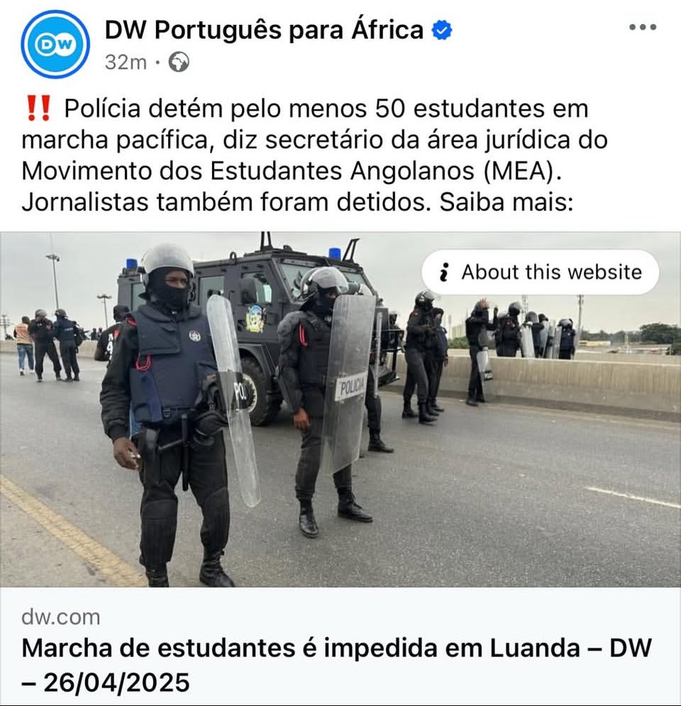 COMO ASSIM?

Os “bons jovens” de que a ministra da educação se referiu, aqueles “bons jovens” do MOVIMENTO DOS ESTUDANTES ANGOLANOS(MEA) que não emigraram e por sinal, acataram o conselho da ministra da educação em criticar e manifestar-se contra as péssimas condições nas