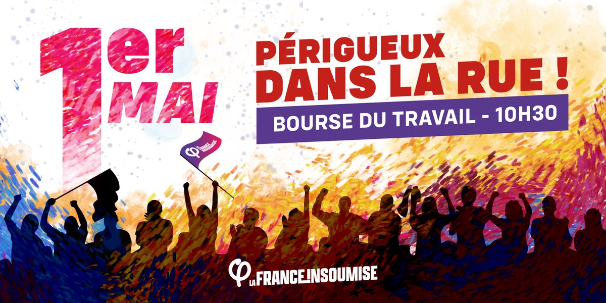 On vous appelle à rejoindre massivement le cortège du 1 er mai, qui partira de la Bourse du travail - Rue Bodin à Périgueux !

#1ermai #droitsdestravailleurs