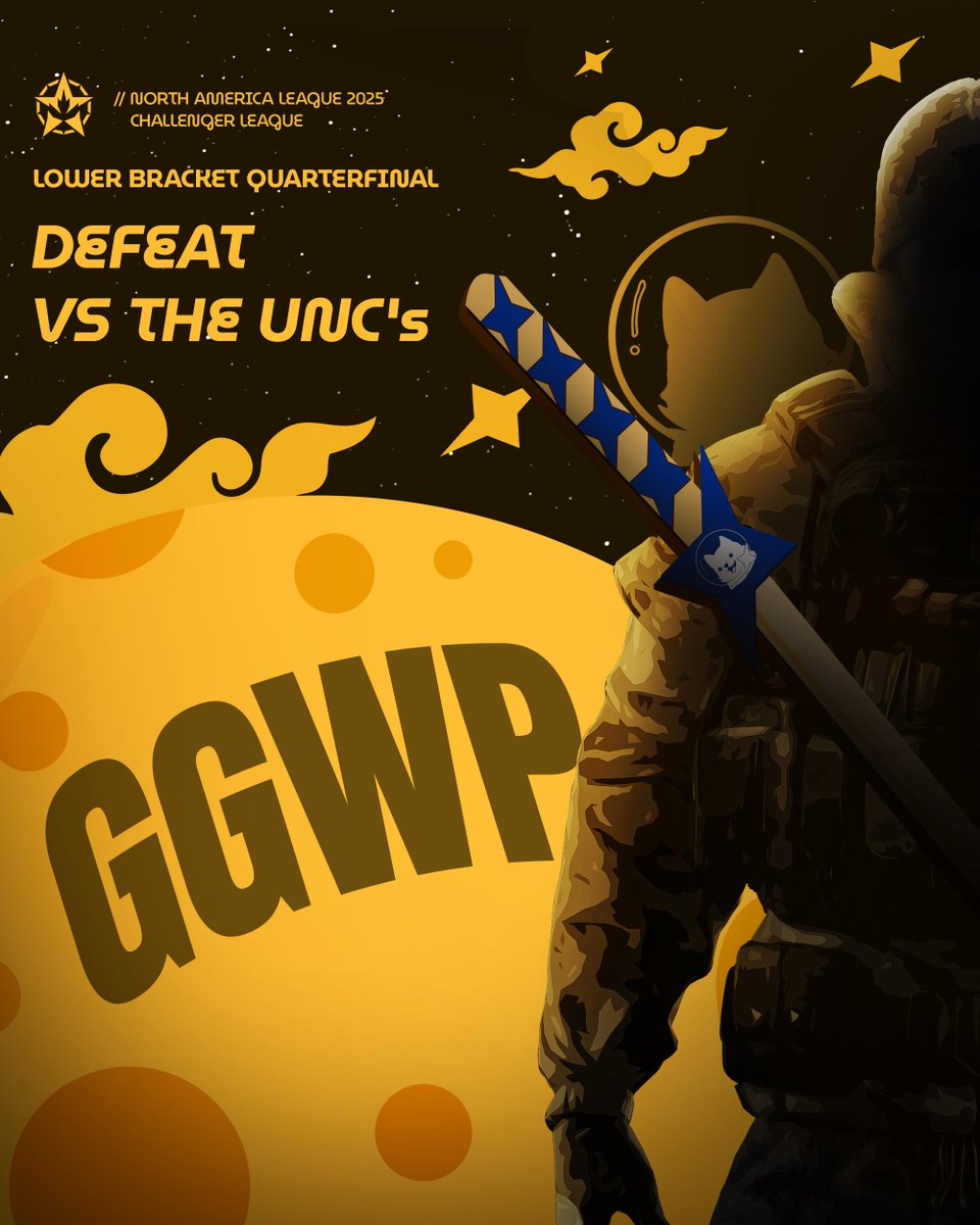 Defeat! to theUncs

Shoobs finish Top 6 in Challenger Playoffs. Super proud of the boys for making it this far. 

GGs we only move forward from here. 💛💛