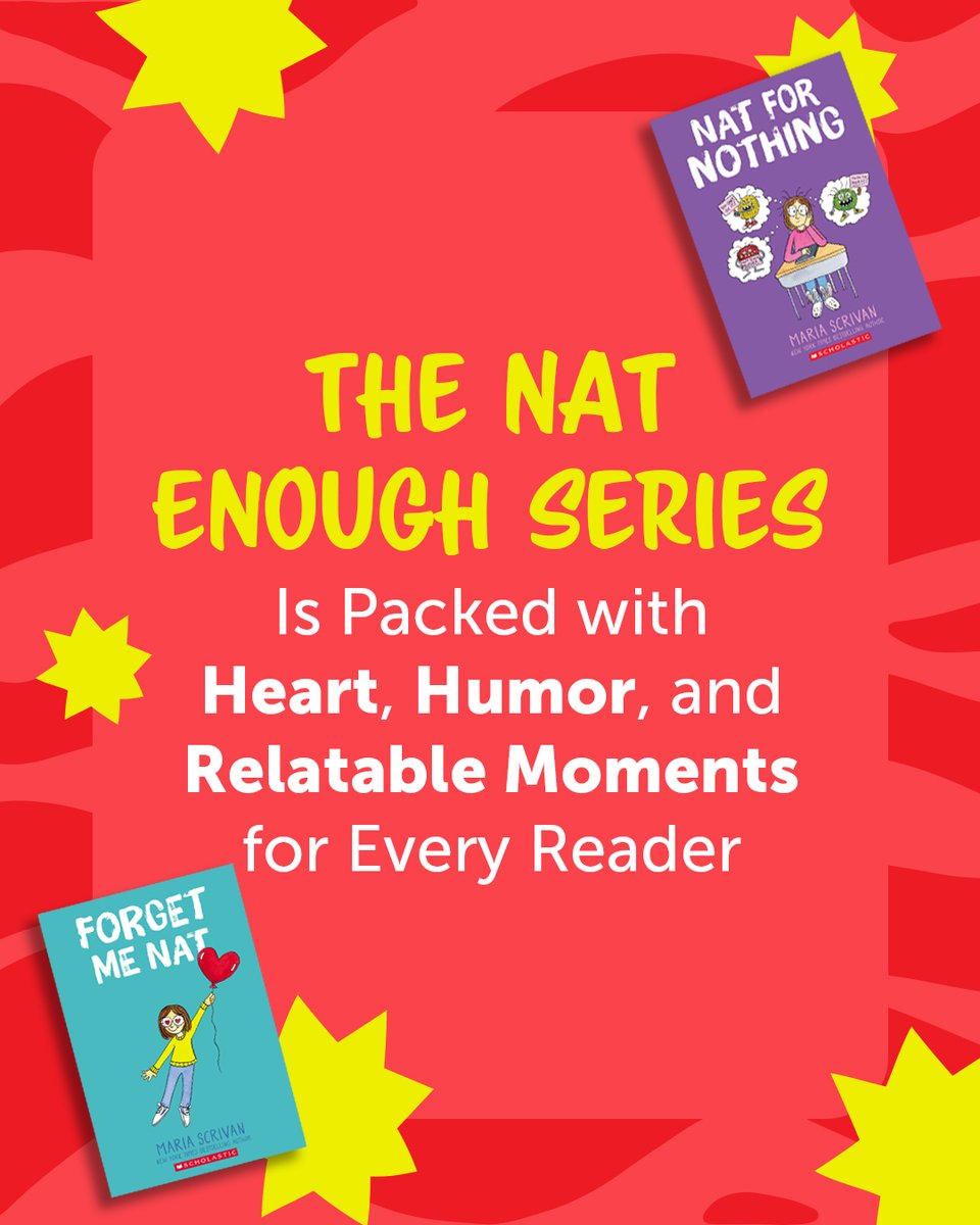 GraphixBooks's tweet photo. Nat's figuring out middle school one awkward, hilarious, and heartwarming moment at a time! Follow her journey all throughout the Nat Enough series by @mariascrivan

💔 Nat Enough # 1
🎈 Nat Enough # 2: Forget Me Nat
🏕️ Nat Enough # 3: Absolutely Nat https://t.co/vaE5qjLOjc