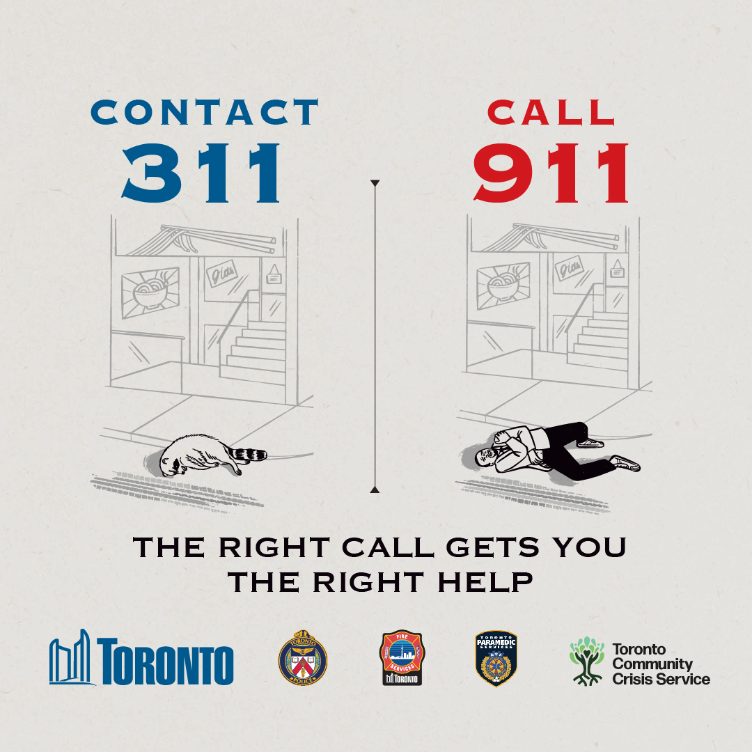 City of Toronto 🇨🇦 (@cityoftoronto) on Twitter photo Who do you contact if you see a raccoon that’s been hit by a car? 😢🦝
That’s 3-1-1
If you see a person who was hit by a car, that’s a 9-1-1 call. 🚨
Make the right call: toronto.ca/home/311-toron…
<a href="/311Toronto/">311 Toronto</a> Who do you contact if you see a raccoon that’s been hit by a car? 😢🦝
That’s 3-1-1
If you see a person who was hit by a car, that’s a 9-1-1 call. 🚨
Make the right call: toronto.ca/home/311-toron…
<a href="/311Toronto/">311 Toronto</a>