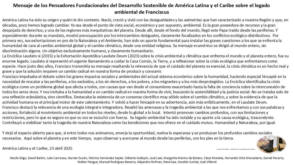 Sobre el extraordinario legado ambiental del Papa Francisco