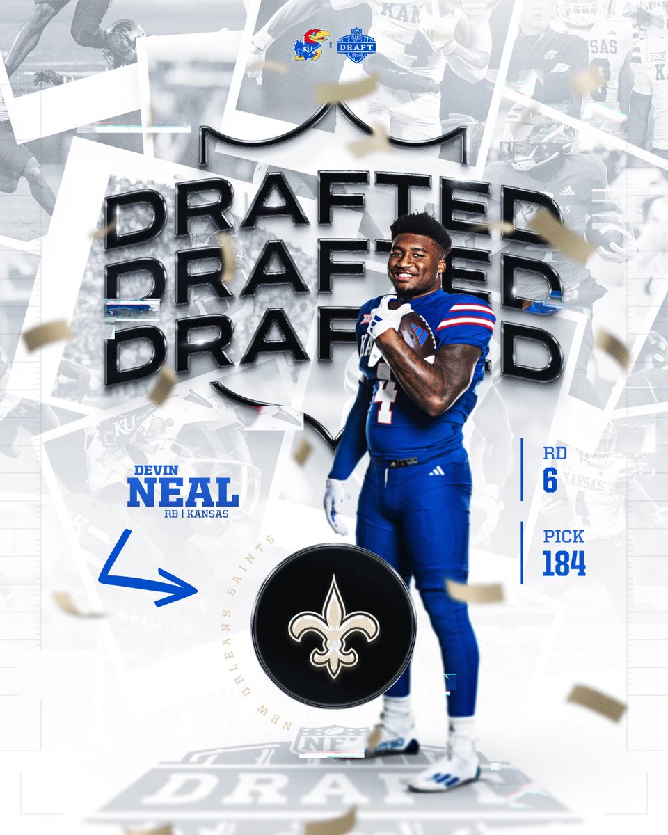 Kansas Football (@ku_football) on Twitter photo The REAL DEAL is heading to NOLA βοΈ
#RockChalk x <a href="/Saints/">New Orleans Saints</a> x <a href="/Dev_Neal23/">Devin Nealπ¨</a> The REAL DEAL is heading to NOLA βοΈ
#RockChalk x <a href="/Saints/">New Orleans Saints</a> x <a href="/Dev_Neal23/">Devin Nealπ¨</a>