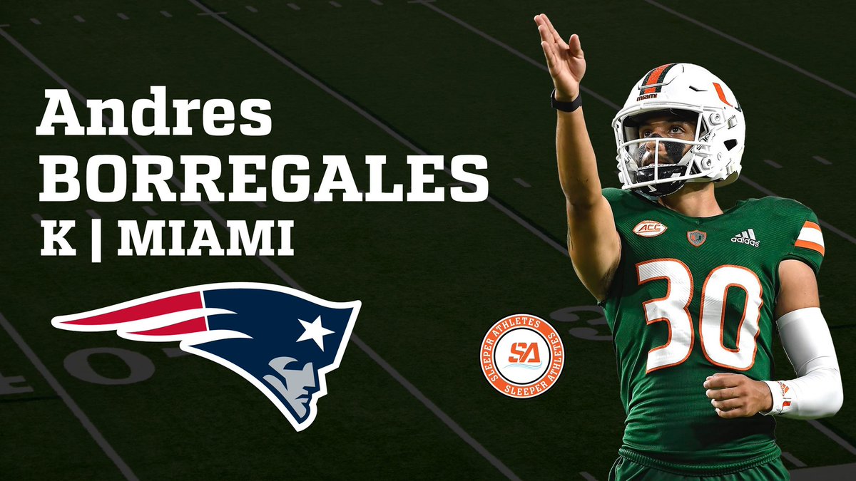 Sleeper Athletes (@sleeperath1etes) on Twitter photo #Miami #Hurricanes K Andres Borregales (<a href="/Borregales_andy/">Andres Borregales💫</a>) selected in the 6th Round, 182nd Pick Overall by the #NewEngland #Patriots #NFLDraft2025 #NFLDraft #Miami #Hurricanes K Andres Borregales (<a href="/Borregales_andy/">Andres Borregales💫</a>) selected in the 6th Round, 182nd Pick Overall by the #NewEngland #Patriots #NFLDraft2025 #NFLDraft