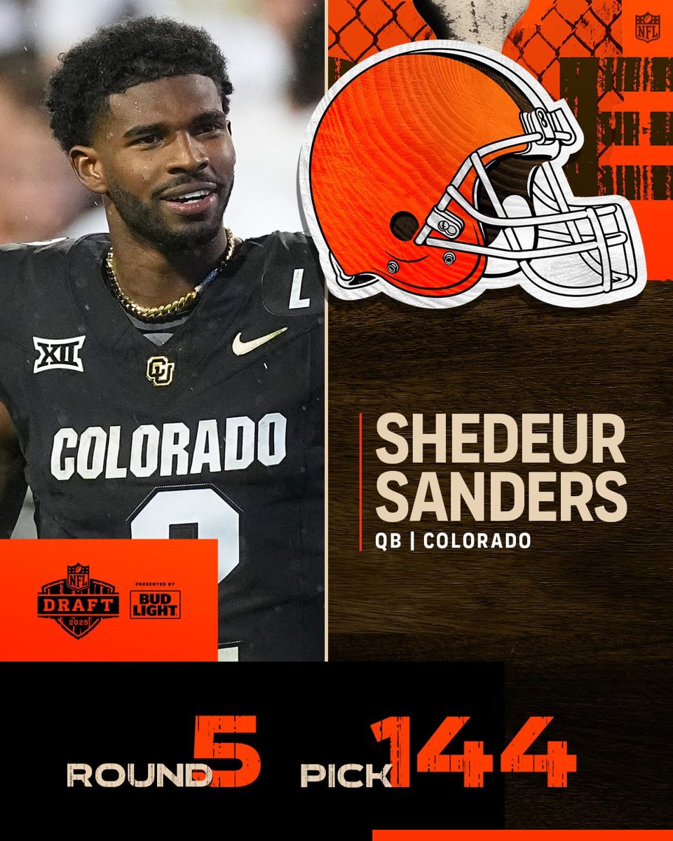 stockplaymaker1's tweet image. Lots of drama on this pick

Shedeur Sanders goes 144th overall to Cleveland 

#NFLDraft