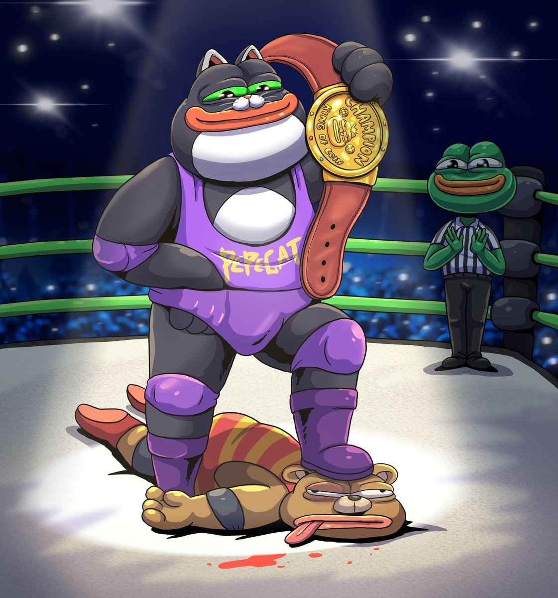 pepecattoken's tweet photo. #Pepecat jumped off the top rope and pinned the Bear 1-2-3. The crowd’s going wild
The champ is just getting started." 🐱💥🐻🏆
$Pepecat #MemecoinMadness #WrestleCoin #BullishEnergy #PepecatWins #kingofcoins https://t.co/n95PLF8xPX