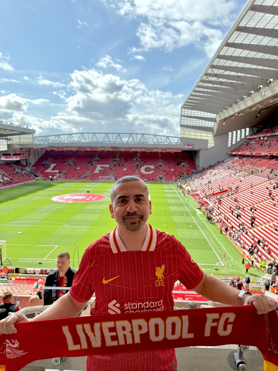 mehdirhasan's tweet photo. A dream come true. A perfect day. I went to watch Liverpool FC, my team since childhood, since the days of Rush and Barnes, play at Anfield. I got to see the one and only Mo Salah play live. I watched Liverpool beat West Ham at home on their way to another Premier League title! https://t.co/e4lgFTDHqo