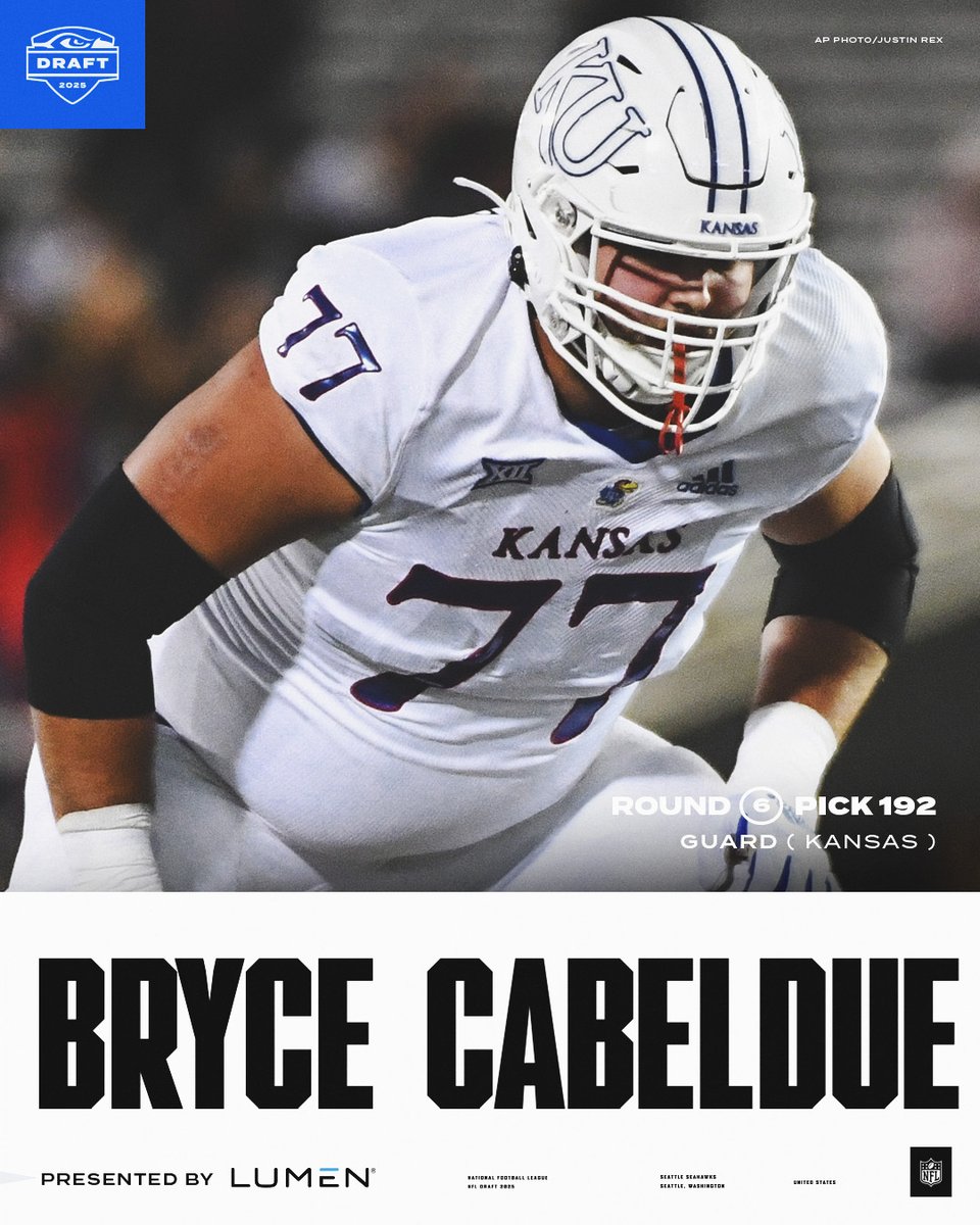 With the 192nd pick, we've selected G Bryce Cabeldue!

<a href="/KU_Football/">Kansas Football</a> | <a href="/lumentechco/">Lumen</a>