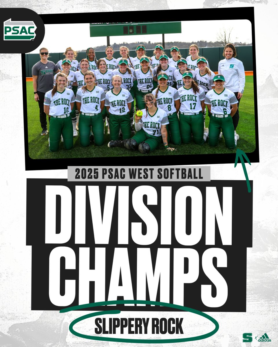 SB: ROCK WINS! Slippery Rock has won the PSAC West regular season title for the first time in program history with a 5-4 road win at Edinboro! Alexsa Hurd struck 10 batters out and hit two home runs, tying the all-time program record with 40 career homers!