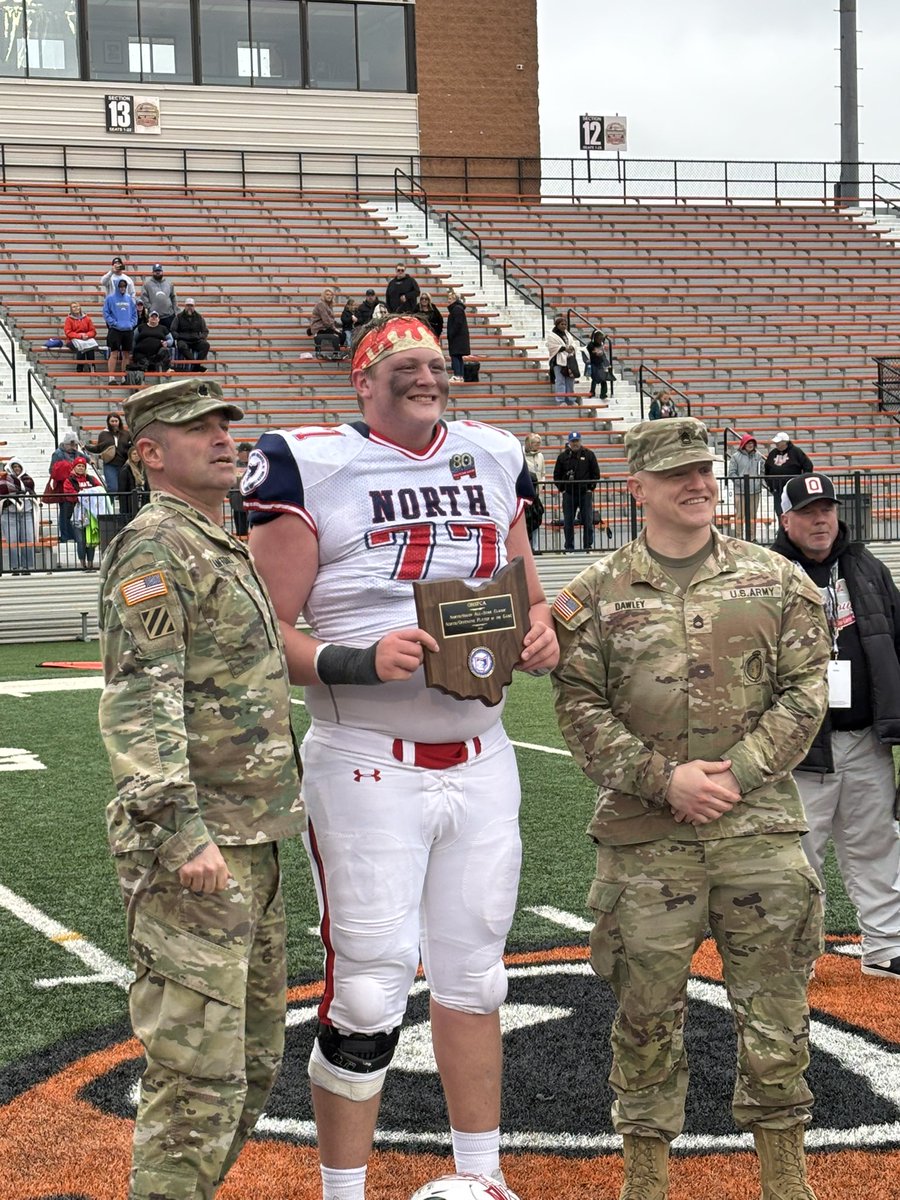 SethBailey04's tweet photo. A couple local boys take home offensive and defensive MVP in the D4-7 North/South Classic!  Canton Central Catholic’s Jonathan Stangl and Dalton’s Matt Heatwole!! https://t.co/w3qwPPLwrJ