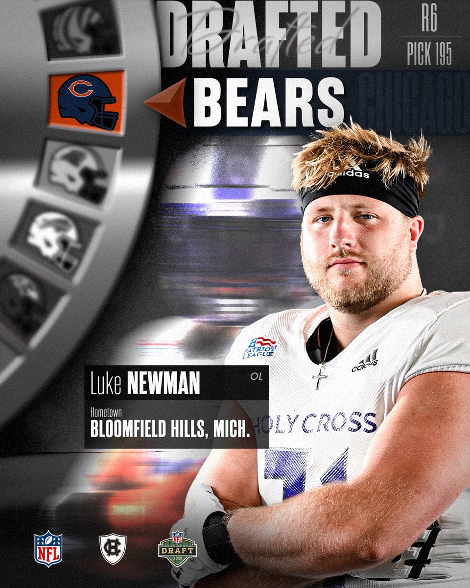Holy Cross Football (@hcrossfb) on Twitter photo DRAFTED!
<a href="/Luke32Newman/">Luke Newman</a> has been selected in the sixth round by the <a href="/ChicagoBears/">Chicago Bears</a>!
#GoCrossGo DRAFTED!
<a href="/Luke32Newman/">Luke Newman</a> has been selected in the sixth round by the <a href="/ChicagoBears/">Chicago Bears</a>!
#GoCrossGo
