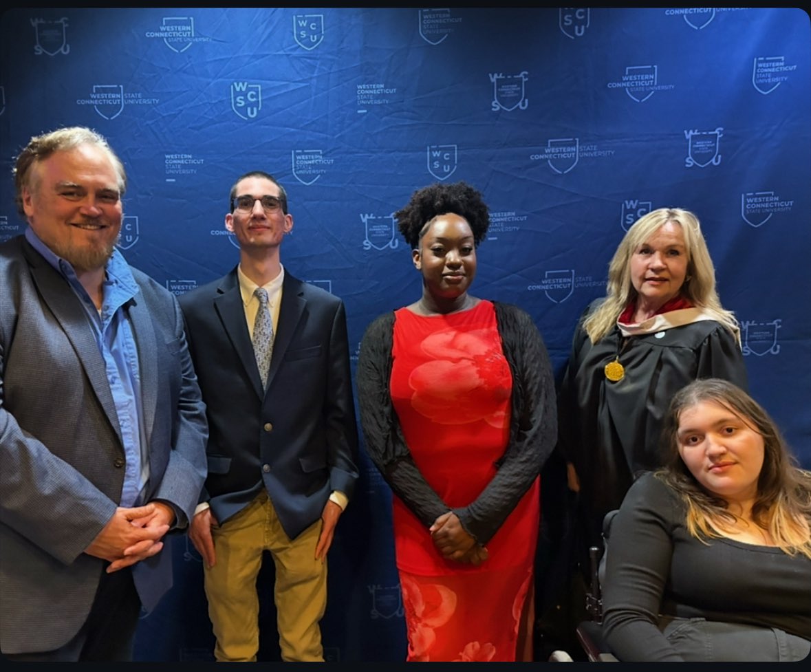 Four WCSU writing students were recognized for their hard work and accomplishments at the Honors Convocation on Thursday night! Congratulations to Alivia, Caitriona, Danielle, and Timothy!

#writing #writers #writersoftwitter #writersofx #college #university #writeon