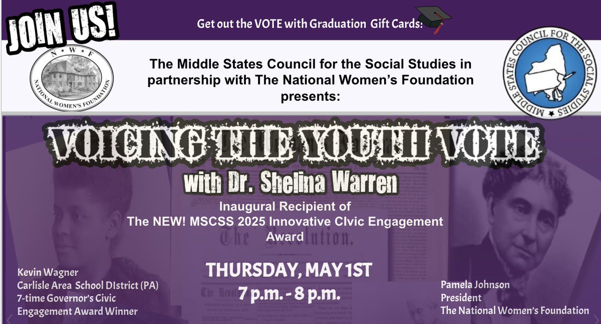 Jennifer Ingold (@msjingold) on Twitter photo Join <a href="/MidStatesCSS/">MSCSS</a> in Voicing the Youth Vote with <a href="/shelinawarren/">Dr. Shelina Warren, NBCT</a> & Kevin Wagner <a href="/CarlisleAreaSD/">Carlisle Area School District</a> ! Register: zoom.us/webinar/regist… (-> 9o5rt8zab.cc.rs6.net) <a href="/socialstudiestx/">SocialStudiesTx</a> <a href="/officialNJCHE/">New Jersey Council for History Education</a> <a href="/NCSSNetwork/">National Council for the Social Studies (NCSS)</a> <a href="/NHTOYMc/">Nathan McAlister</a> <a href="/NYSCSS/">NYSCSS</a> <a href="/dcpublicschools/">DC Public Schools</a> <a href="/PADeptofEd/">PA Department of Education</a> Join <a href="/MidStatesCSS/">MSCSS</a> in Voicing the Youth Vote with <a href="/shelinawarren/">Dr. Shelina Warren, NBCT</a> & Kevin Wagner <a href="/CarlisleAreaSD/">Carlisle Area School District</a> ! Register: zoom.us/webinar/regist… (-> 9o5rt8zab.cc.rs6.net) <a href="/socialstudiestx/">SocialStudiesTx</a> <a href="/officialNJCHE/">New Jersey Council for History Education</a> <a href="/NCSSNetwork/">National Council for the Social Studies (NCSS)</a> <a href="/NHTOYMc/">Nathan McAlister</a> <a href="/NYSCSS/">NYSCSS</a> <a href="/dcpublicschools/">DC Public Schools</a> <a href="/PADeptofEd/">PA Department of Education</a>
