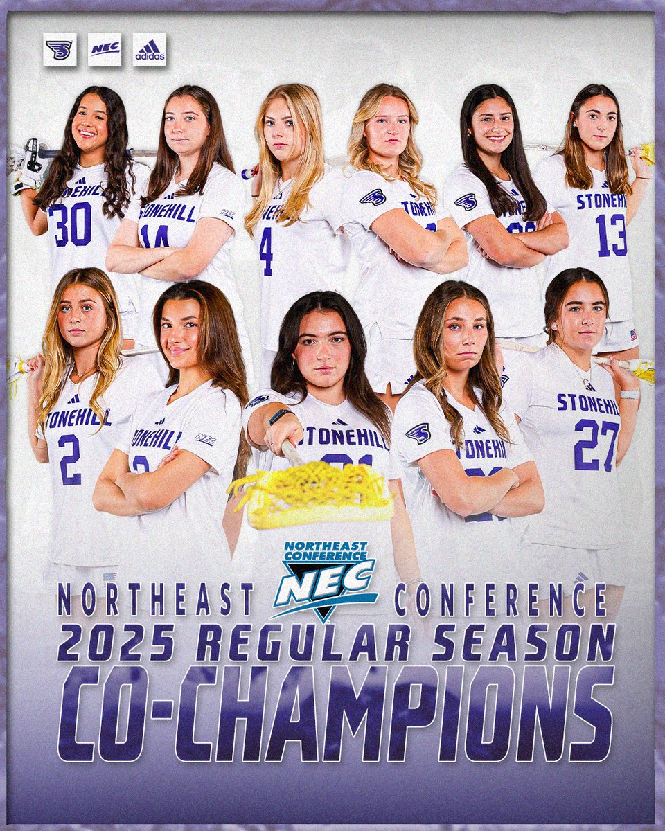 For the first time in program history, <a href="/Stonehillwlax/">Stonehill Lacrosse</a>  has claimed a share of the <a href="/necwlax/">NEC Women's Lacrosse</a> Regular Season Championship crown!👑💜

#GoHill | #NECWLAX