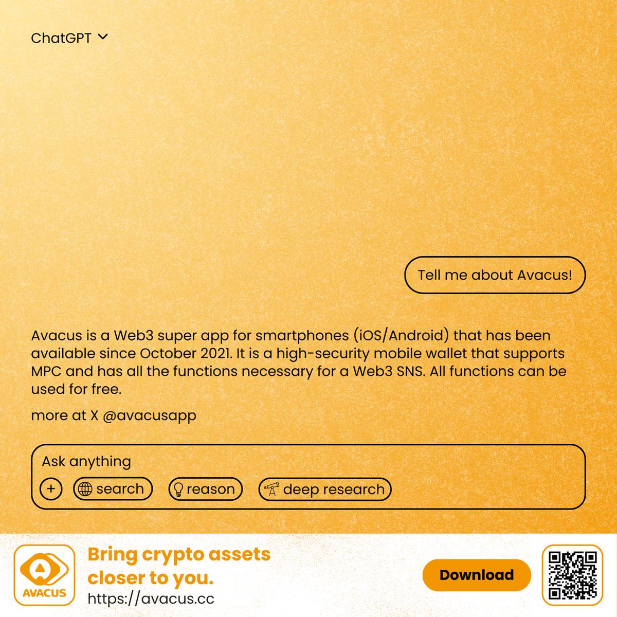 avacusapp's tweet photo. 🟧 Ask your fav Ai, and drop your findings ⬇
#AvacusApp #Web3 #SocialFi #ChatGPT https://t.co/eDFNT1CPQG