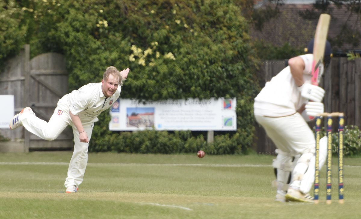 Nettleham skipper Haydn Bromfield bowling during his side's 98-run defeat at ECB rivals Lindum. More photos on my Facebook page facebook.com/nigel.west.129
