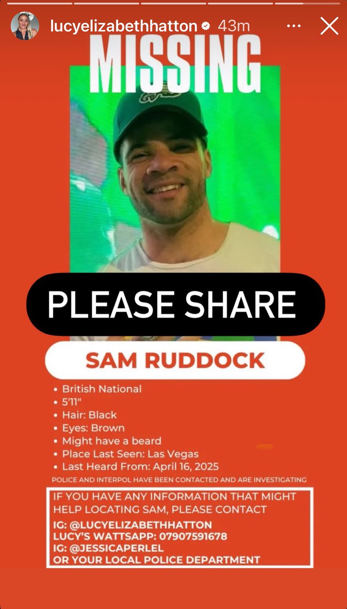 Katharine Merry (@katharinemerry) on Twitter photo Please share .. if anyone has heard from Sam .. last seen in Las Vegas on the 16th .. please let the police know .. now classed as a missing person.
Come on <a href="/samruddock/">Sam ‘Ruud Boy” Ruddock 🇬🇧🇯🇲✝️</a> where are you mate? Please be safe.
X Please share .. if anyone has heard from Sam .. last seen in Las Vegas on the 16th .. please let the police know .. now classed as a missing person.
Come on <a href="/samruddock/">Sam ‘Ruud Boy” Ruddock 🇬🇧🇯🇲✝️</a> where are you mate? Please be safe.
X