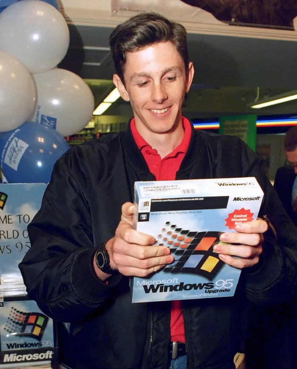 The launch of Windows 95 wasn’t just about software — it was a cultural phenomenon. Microsoft spent $300 million on a massive campaign, with Rolling Stones’ Start Me Up in ads and Windows-branded soda, gum, and T-shirts everywhere.

They even made a VHS guide starring Friends