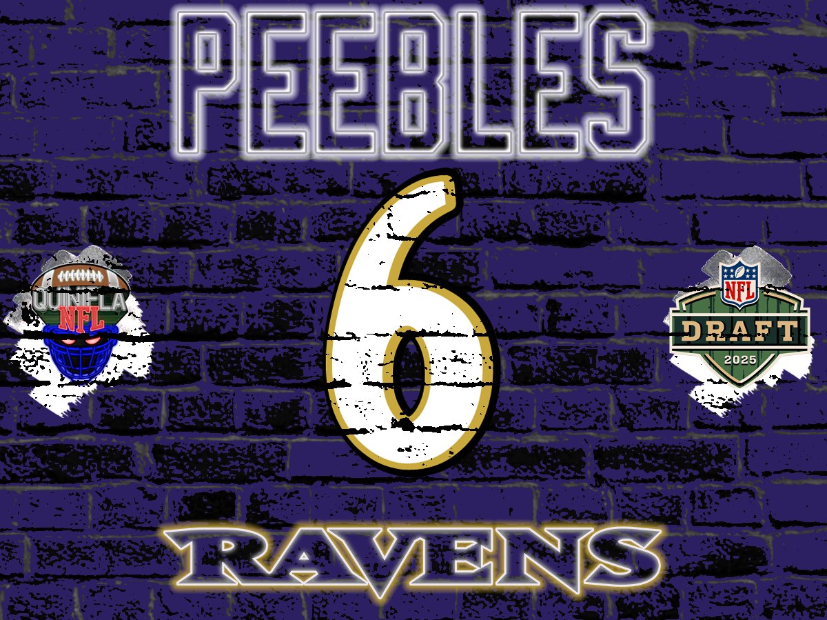 QuinielaNFL's tweet photo. RD6 PK210 DT Aeneas Peebles, Virginia Tech.
#BAL #Ravens 
#NFLDraft https://t.co/YR3nyartlb