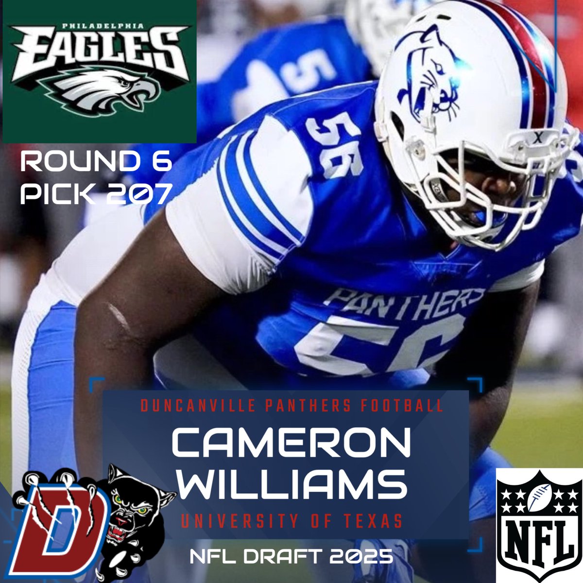 Congratulations to our own, Cameron Williams, for being drafted into the NFL!!! This is an incredible achievement and a testament to your hard work, dedication, and talent. We are wishing you all the best as you embark on this new chapter! #CityOfChamps